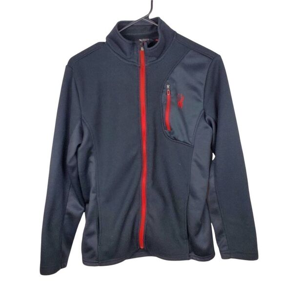 SPYDER Full Zip Up Mock Neck Sweater Jacket Textured Pockets Fleece Lined Inside - Picture 1 of 6